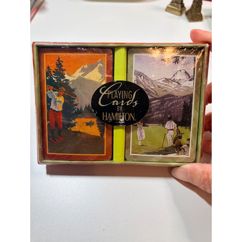 Hamilton Vintage Golf Playing Cards 2 Deck Set Mountain Scenery Sealed 01461